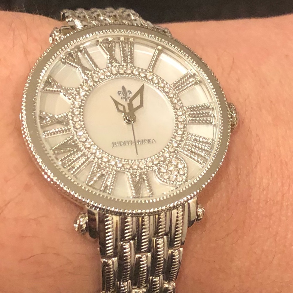 JUDITH RIPKA silver rhinestone embellished watch
